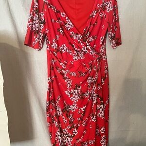 Floral Red Wrap Dress